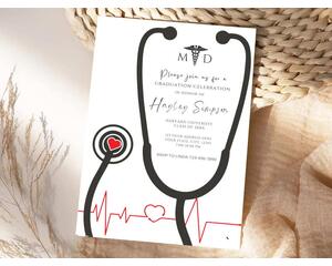 Editable Medical Doctor Graduation Invitation Flyer Template